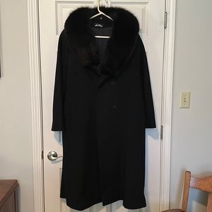 Women’s Black Wool Coat with Fur Collar (detachable)